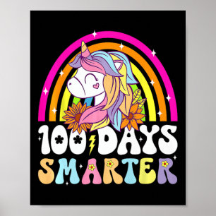 Affiche 100 Jours Smarter Unicorn Enfants Rainbow 100e Jou