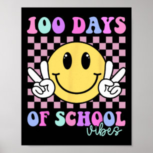 Affiche 100 Jours Vibes Smile Enseignant Garçon Fille 100e