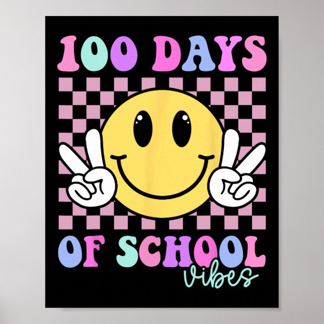 Affiche 100 Jours Vibes Smile Enseignant Garçon Fille 100e (Devant)