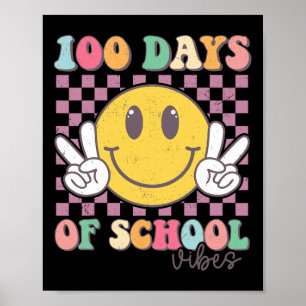Affiche 100 Jours Vibes Smile Enseignant Garçon Fille 100e