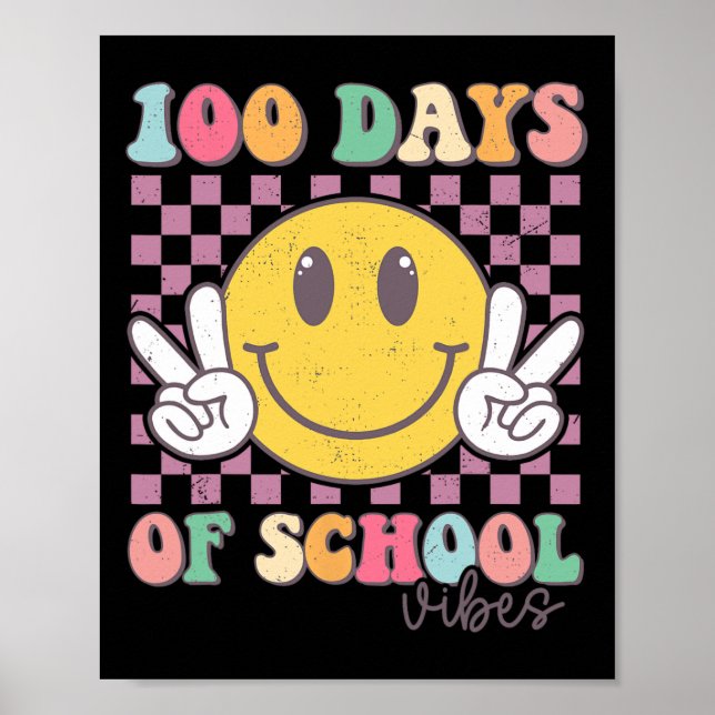 Affiche 100 Jours Vibes Smile Enseignant Garçon Fille 100e (Devant)