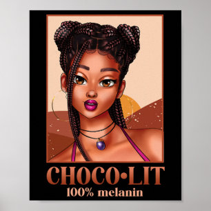 Affiche 100% Melanin Girl Woman Black History Mois Junete