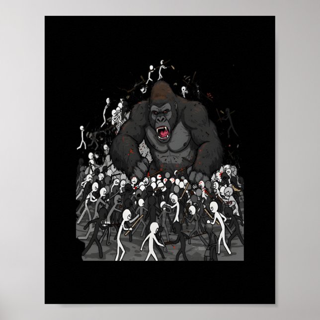 Affiche 100 Men vs 1 Gorilla, Gift for Him, Gorilla Debate (Devant)
