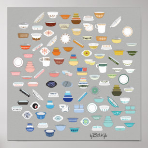 Affiche 100 morceaux de Pyrex - gris-foncé