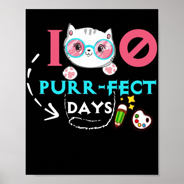 Affiche 100 PurrFect Days Cute Cat Student School (Devant)