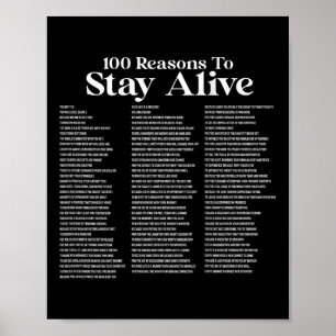 Affiche 100 raisons de rester en vie Prévention du suicide