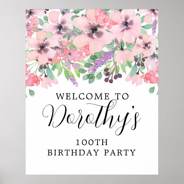 Affiche 100e anniversaire Purple rose Fleur sauvage Affich (Devant)