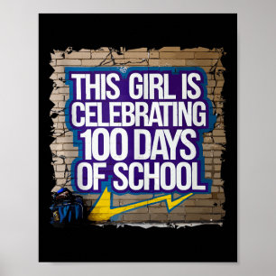 Affiche 100E Jour Amusant Tenue Pour Les Filles 100 Jours