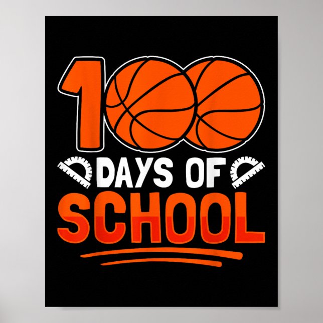 Affiche 100E Jour De Basketball Scolaire 100 Jours D'École (Devant)