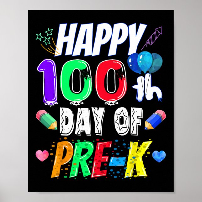 Affiche 100e Jour De Cadeau Scolaire 100 Jours D'Enseignan (Devant)