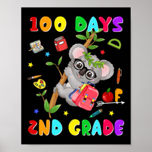 Affiche 100e Jour De L'École 2e Année Koala Joyeux 100 Jou