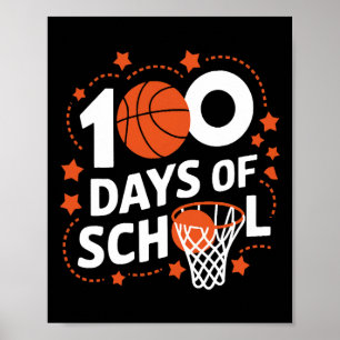 Affiche 100E Jour De L'École Basketball Enfants 100 Jours 