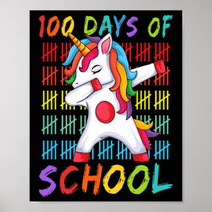 Affiche 100e Jour de l'école Dabbing Unicorn 100 Magical D