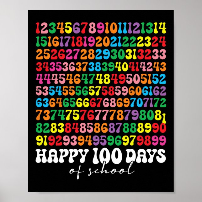 Affiche 100e Jour De L'École Enseignant Enfants 100 Jours  (Devant)