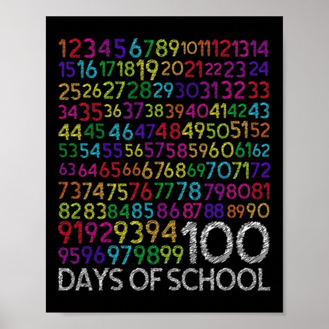 Affiche 100e Jour De L'École Enseignant Enfants 100 Jours  (Devant)
