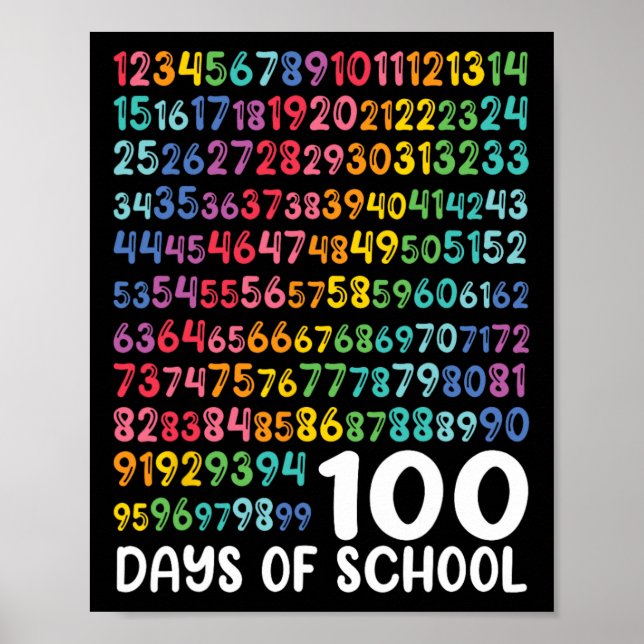 Affiche 100e Jour De L'École Enseignant Enfants 100 Jours  (Devant)