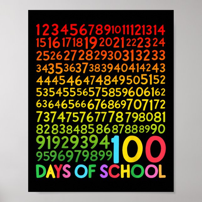 Affiche 100e Jour De L'École Enseignant Enfants 100 Jours  (Devant)