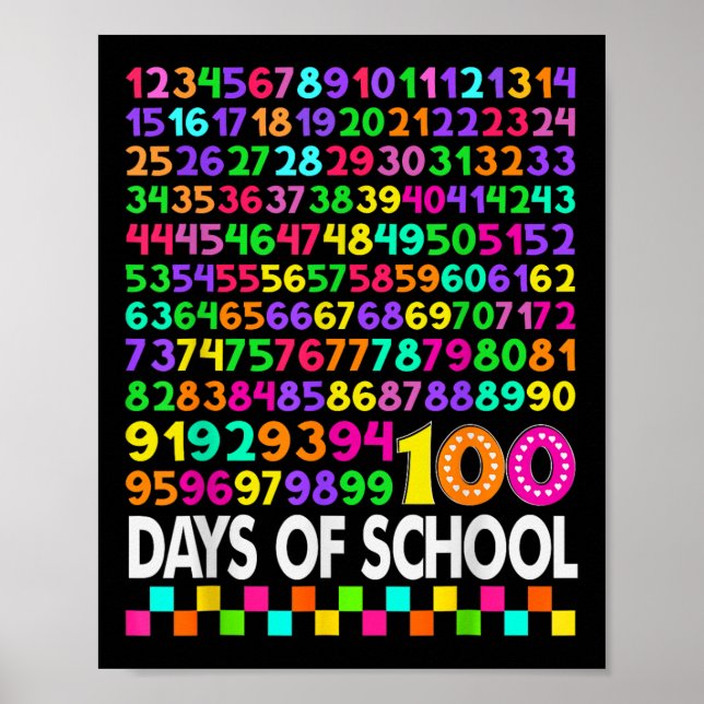 Affiche 100e Jour De L'École Enseignant Enfants 100 Jours  (Devant)