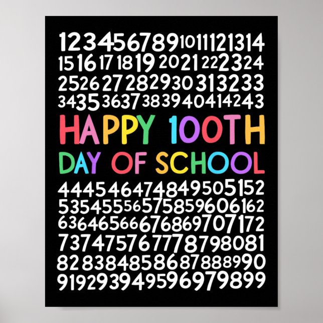 Affiche 100e Jour De L'École Enseignant Enfants 100 Jours  (Devant)