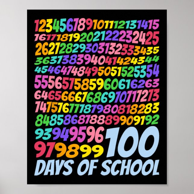Affiche 100e Jour De L'École Enseignant Enfants 100 Jours  (Devant)
