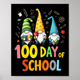 Affiche 100E Jour De L'École Gnome Enseignants Amusants Et