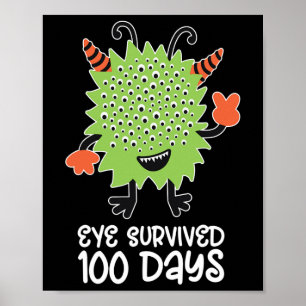 Affiche 100e Jour De L'École Monster Garçons Enfants Oeil