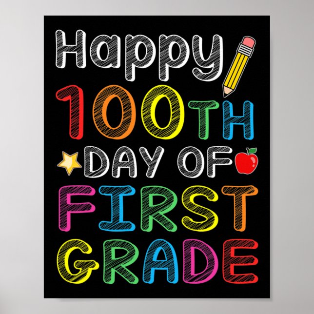 Affiche 100e Jour De Première Année - Coloré 100 Jours Cad (Devant)