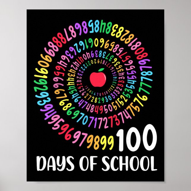 Affiche 100e jour d'école 100 jours Math Nombre Enseignant (Devant)