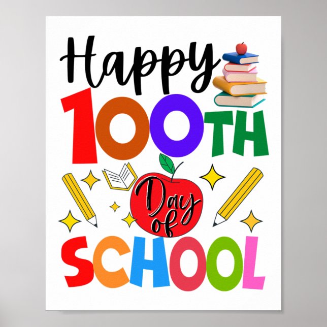 Affiche 100e jour d'école enseignants élèves enfants 100 j (Devant)
