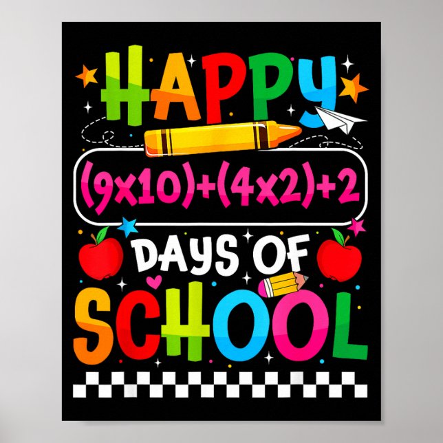 Affiche 100e jour d'école Joyeux 100 jours équation mathém (Devant)