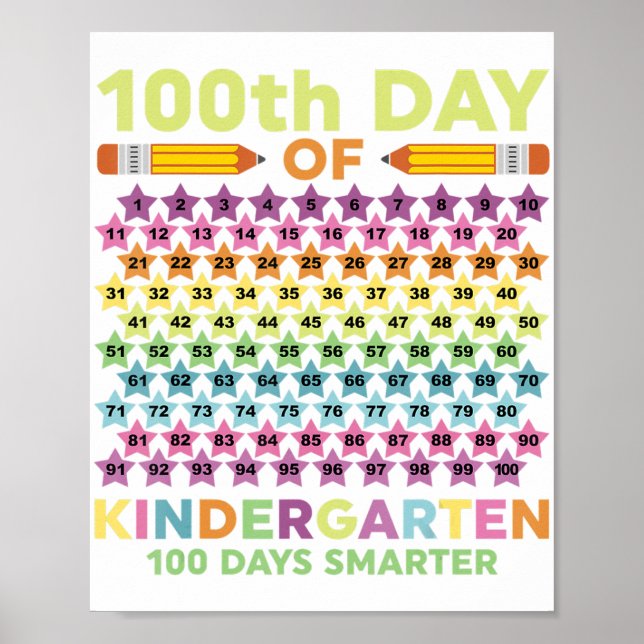 Affiche 100e Jour d'école maternelle Étudiant intelligent  (Devant)