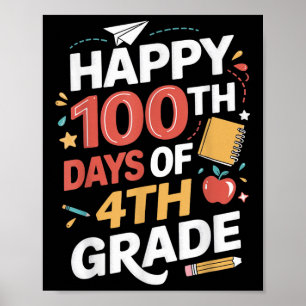 Affiche 100e Jour D'Élèves De 4e Année Enseignant 100 Jour