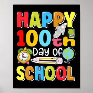 Affiche 100E Jour D'Enseignants Scolaires Enfants Joyeux 1