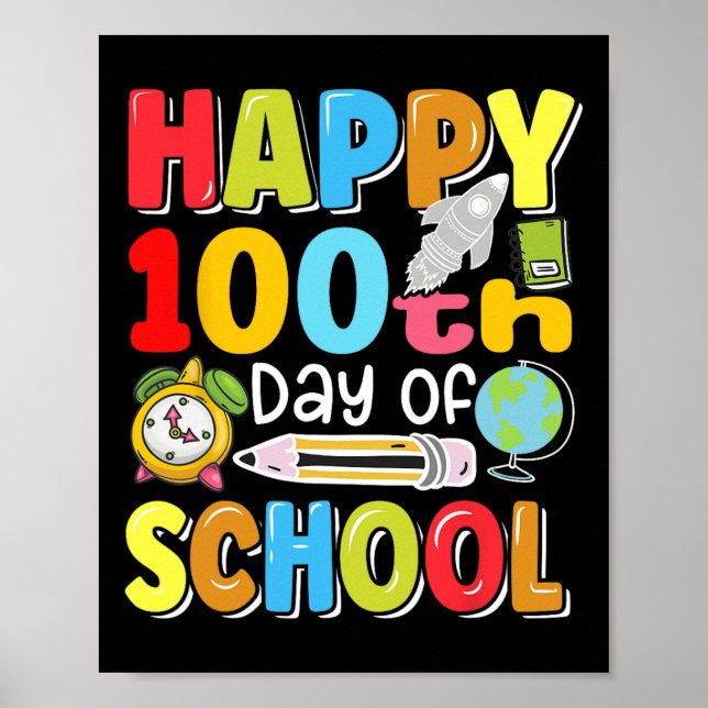 Affiche 100E Jour D'Enseignants Scolaires Enfants Joyeux 1 (Devant)