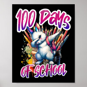 Affiche 100e jour drôle tenue enseignant & élève 100 D