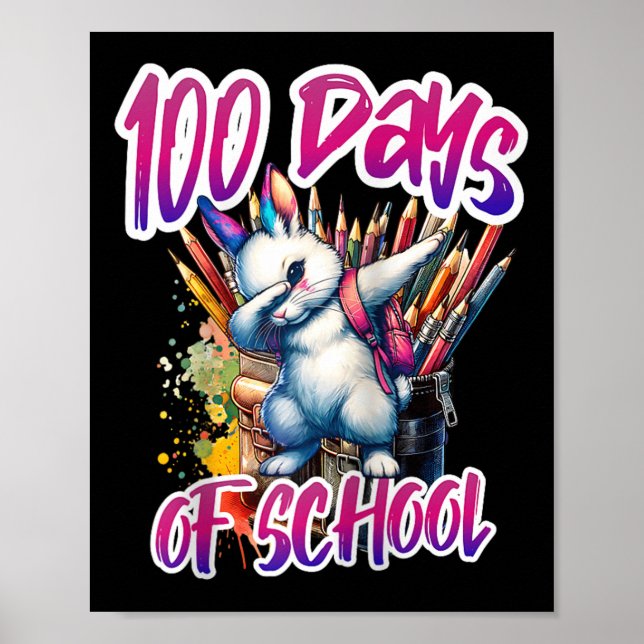 Affiche 100e jour drôle tenue enseignant &amp; élève 100 D (Devant)