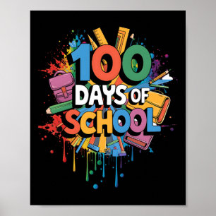 Affiche 100e jour drôle tenue enseignant & élève 100 D