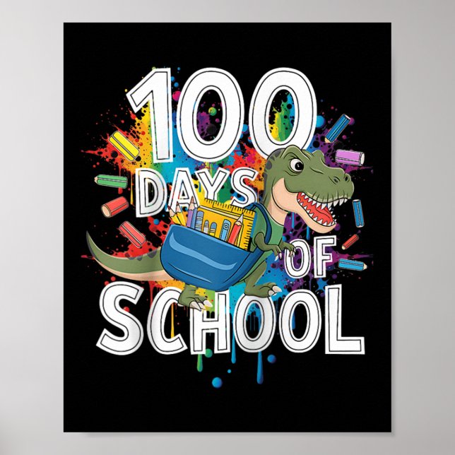 Affiche 100e jour drôle tenue enseignant &amp; élève 100 D (Devant)