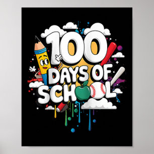 Affiche 100e jour drôle tenue enseignant &amp; élève 100 D