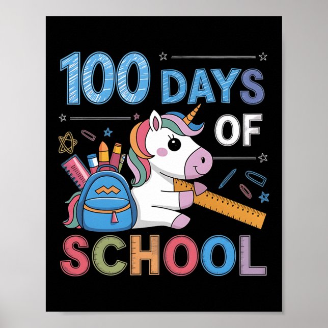 Affiche 100e jour drôle tenue enseignant &amp; élève 100 D (Devant)