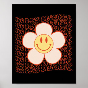 Affiche 100e jour école rétro Super joyeux visage 100 jour
