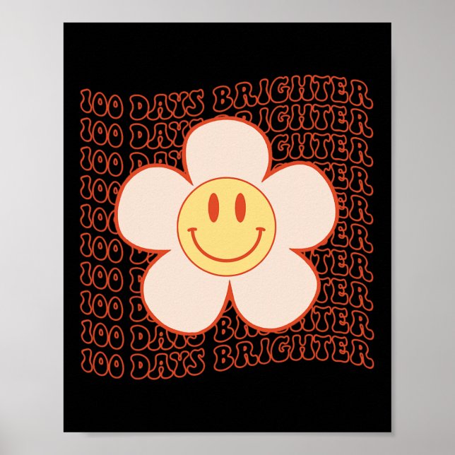 Affiche 100e jour école rétro Super joyeux visage 100 jour (Devant)