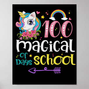 Affiche 100e jour école Unicorn 100 jours magiques enseign
