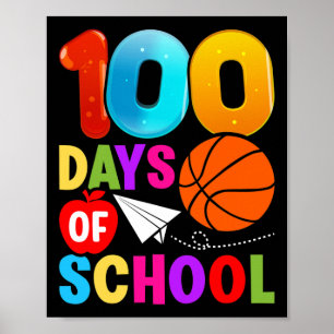 Affiche 100e jour Student Boys Girls Bysketbyll 100 Jours 