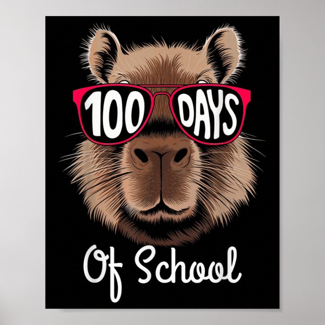 Affiche 100ème Jour De Cool D'École Capybara 100 Jours Plu (Devant)
