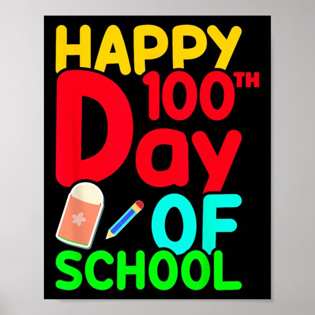 Affiche 100ème Jour De L'École 100 Jours Jolies Étudiants  (Devant)