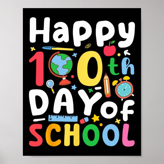 Affiche 100ème Jour De L'École Enseignants Enfants Filles  (Devant)