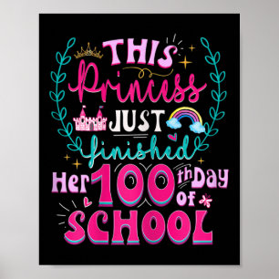 Affiche 100ème Jour De L'École Princesse Cute Enfants Fill
