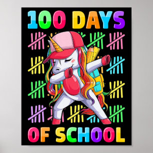Affiche 100ème Jour De L'École Unicorne Pour Les Filles En