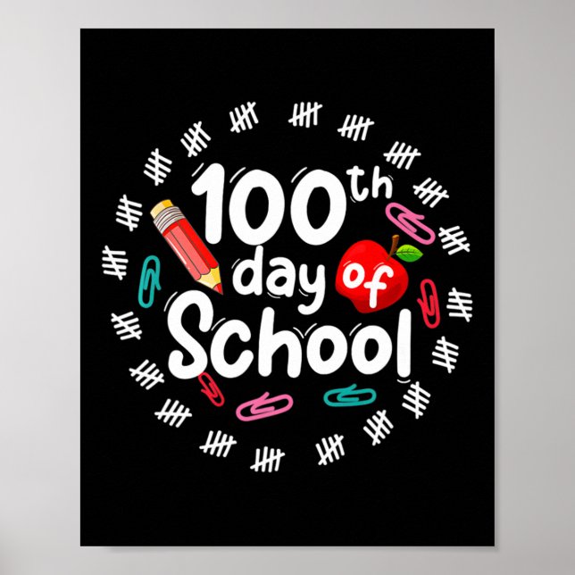 Affiche 100ème Jour D'École Pour Enseignants Enfants 100 J (Devant)
